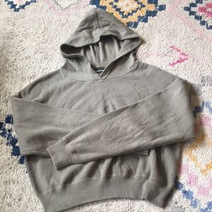 Naadam hooded cropped pullover sweater, sage green, Medium